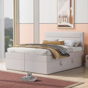 Queen Size Upholstered Platform Bed With Storage Underneath - GX001910AAA