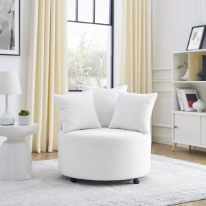 Velvet Upholstered Swivel Chair for Living Room - W48790922