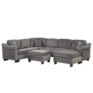 L Shaped Velvet Fabric 4 pieces Sectional Sofa Set - SG000810AAE
