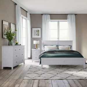White Solid Wood 3 Pieces Full Bedroom Sets - BS315100AAK