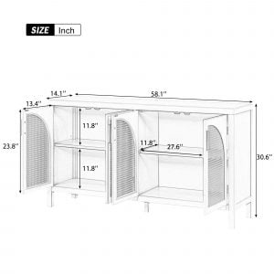Large Storage Sideboard With Artificial Rattan Door And Metal Handle - WF305237AAK