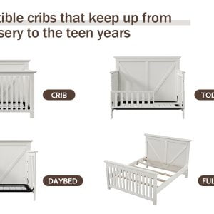 Rustic Farmhouse Style 4-in-1 Convertible Baby Crib - BS301604AAK