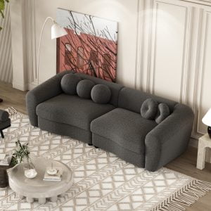 Teddy Fabric 87.7" Modern Curved Sofa - WY000338AAE