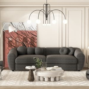 Teddy Fabric 87.7" Modern Curved Sofa - WY000338AAE