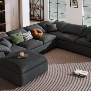 Oversized Modular Sectional Sofa With Ottoman - WY000316AAE