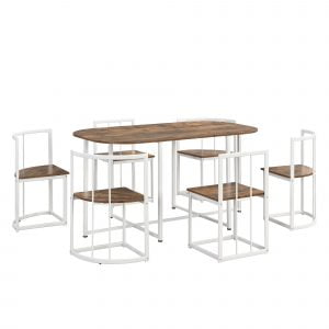 Modern 7-Piece Dining Table Set With Faux Marble - SP000017AAK