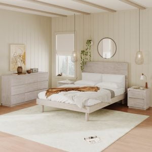 4 Pieces Modern Concise Style Bedroom Set, King Bed - BS490325AAE