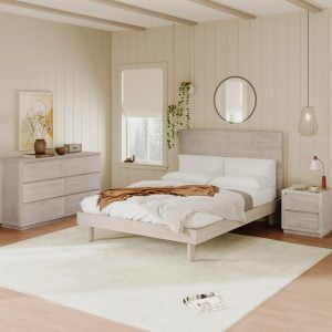 3 Pieces Modern Concise Style Bedroom Set, Queen Bed - BS360321AAE