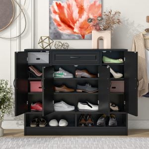 Sleek And Modern Shoe Cabinet With Adjustable Shelves - WF304415AAB