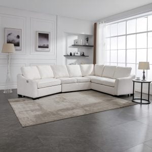 L-Shaped Sectional Sleeper Sofa With Pull-out Bed and USB Charging Port - SG000890AAA