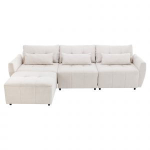 L-Shaped Sofa with Movable Ottoman and USB Chargers - SG000880AAA