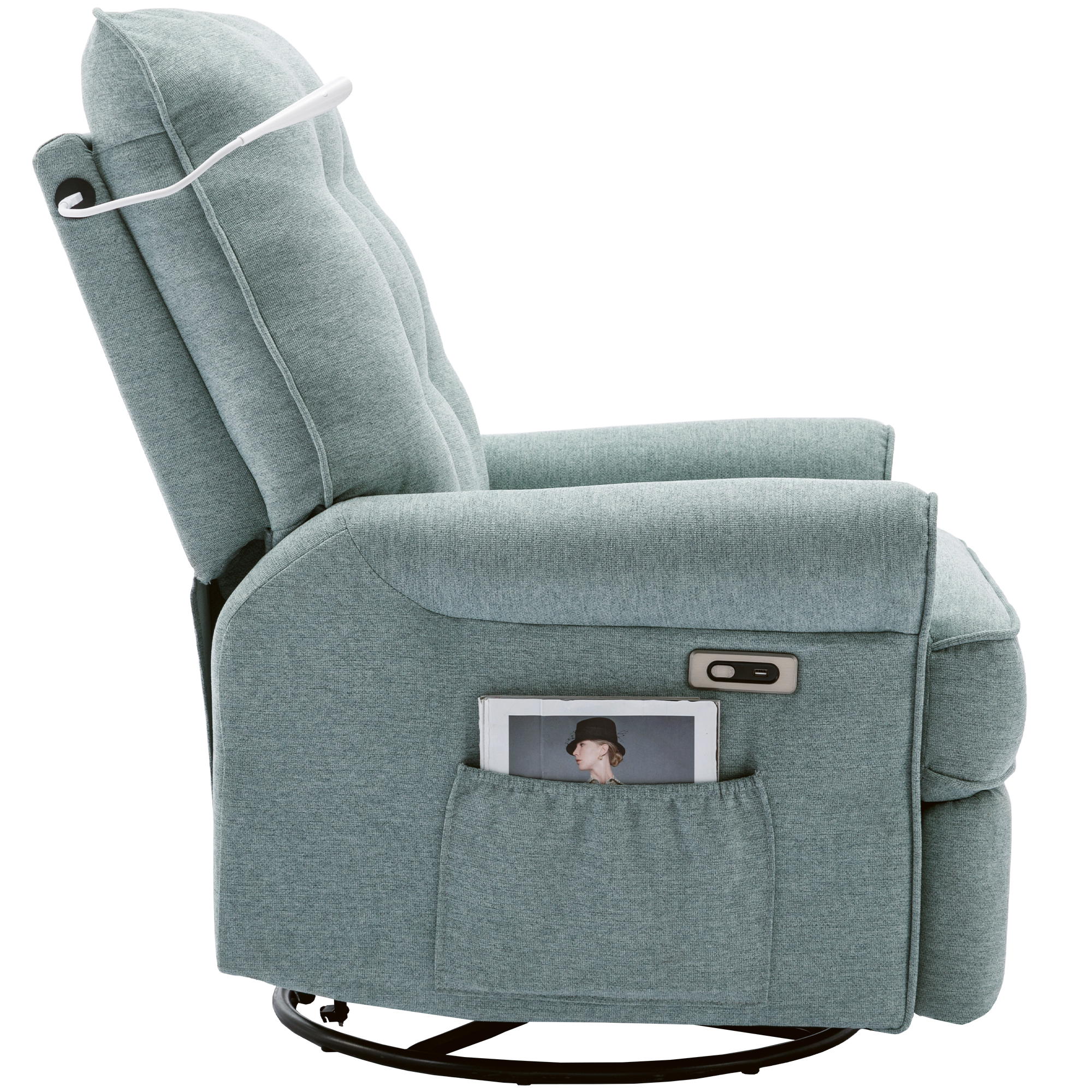 270 Degree Swivel Recliner Chairs With USB Port, Side Pocket And Touch Sensitive Lamp - SG000910AAC