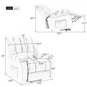 Electric Power Lift Recliner Chairs with Heat, Vibration, Side Pocket - SG000920AAD