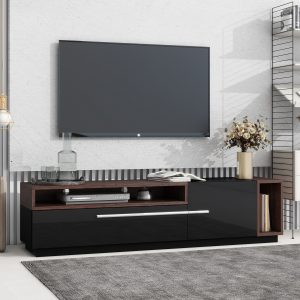 Two-Tone Design TV Stand with Silver Handles - WF305642AAB