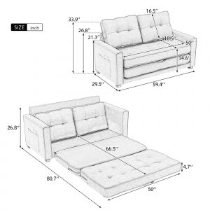 59.4" Loveseat Sofa With Pull-out Bed - SG000930AAE