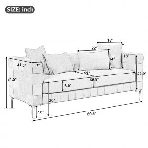 80.5" Upholstered Sofa With 4 Pillows - SG000940AAA