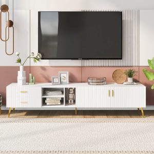 Modern TV Stand With 5 Champagne Legs and Storage - WF300600AAK
