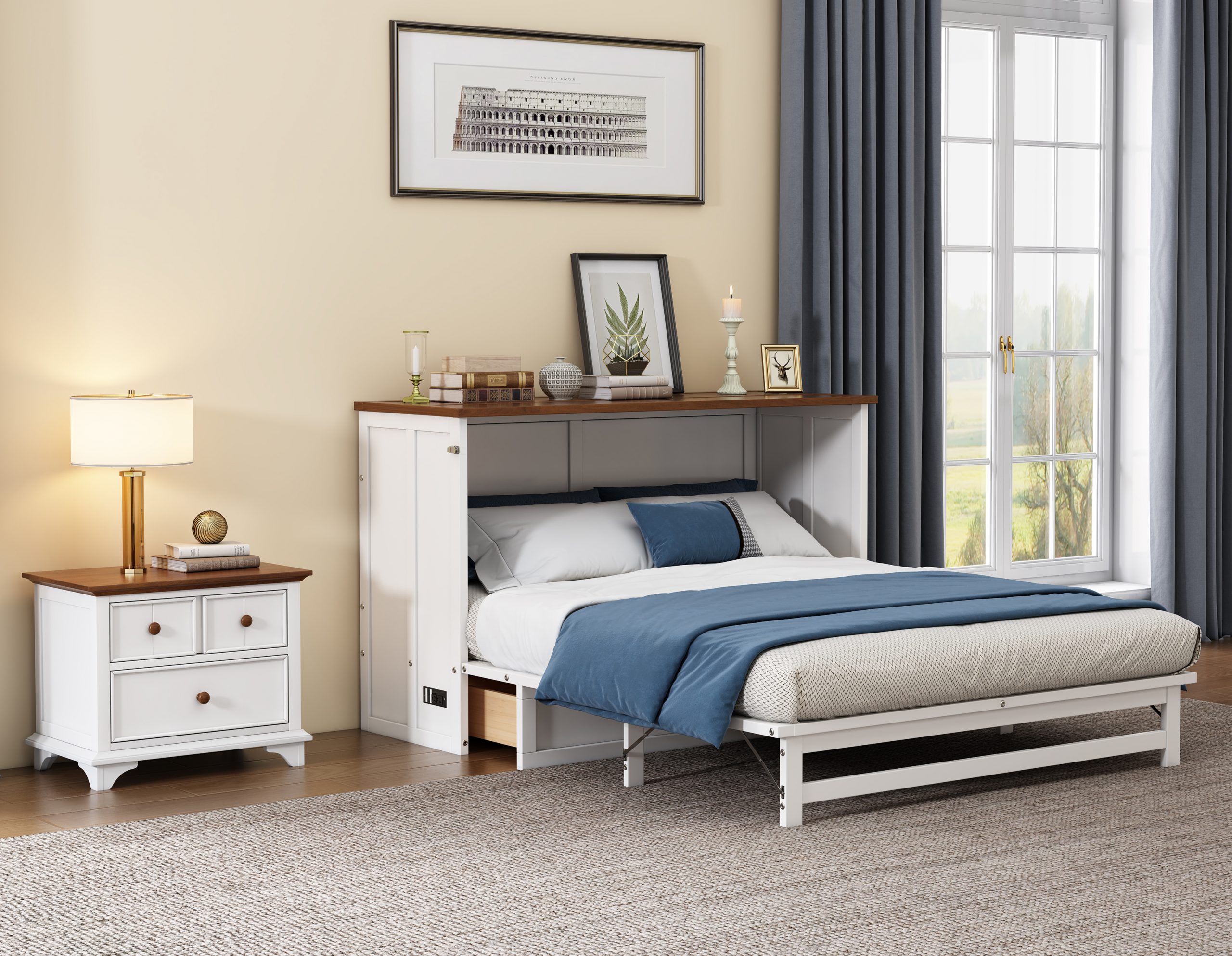 Full Size Murphy Bed and Nightstand - BS206138AAK