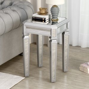 Modern Glass Mirrored End Table with Versatile Design - WF305959AAA
