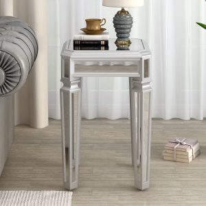 Modern Glass Mirrored End Table with Versatile Design - WF305959AAA