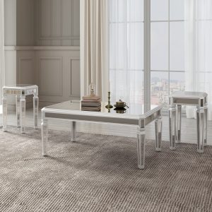 Contemporary Mirrored 3-Piece Coffee Table and End Tables Set - SD000022AAA