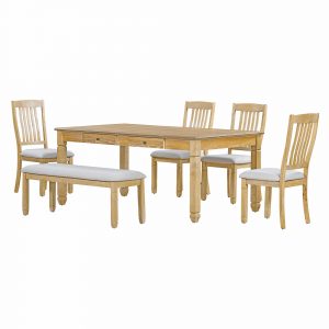 6-Piece Retro Rectangular Dining Table Set - ST000093AAD