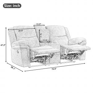 Manual Reclining Sofa with Cup Holder, 2 USB Ports, 2 Power Sockets - SG000960AAC