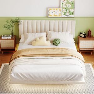 Queen Size Upholstered Bed with LED lights and Headboard - WF305618AAA