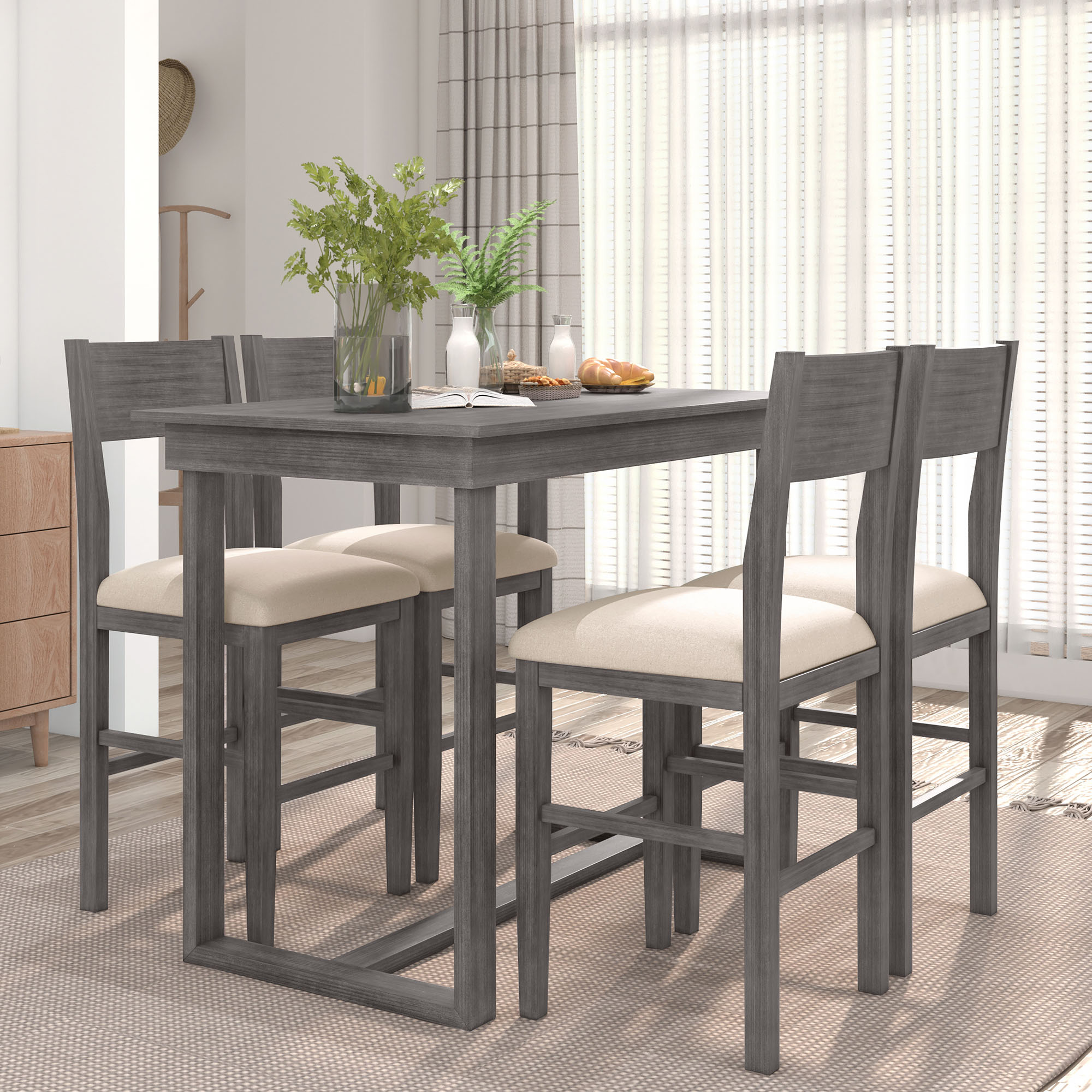 Farmhouse Counter Height 5-Piece Dining Table Set - SP000230AAE