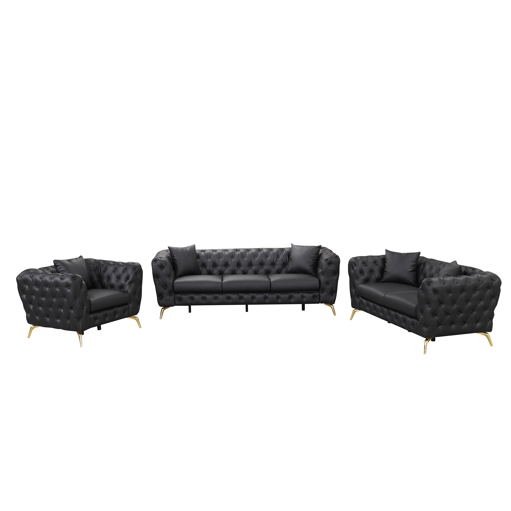 Modern Upholstered 3-Piece Sofa Sets with Sturdy Metal Legs - SG000990AAB