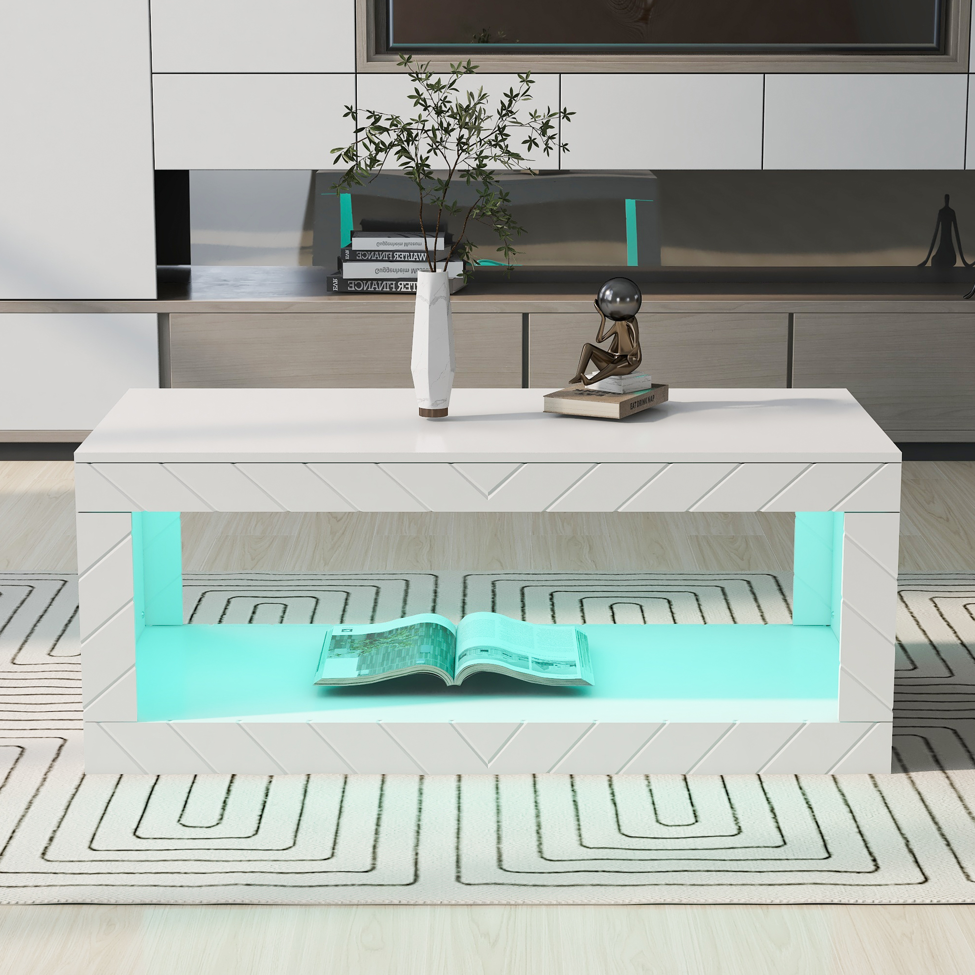 Modern Coffee Table With 16 Colors LED Lights - WF306721AAK