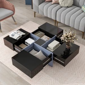 Unique Design Coffee Table with 4 Hidden Storage Compartments - WF305182AAB
