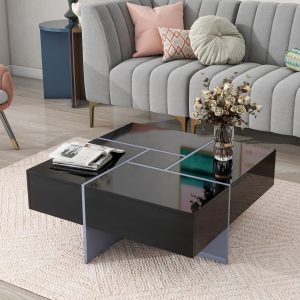 Unique Design Coffee Table with 4 Hidden Storage Compartments - WF305182AAB