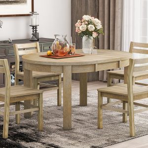 Farmhouse 5-Piece Extendable Round Dining Table Set - SP000021AAA