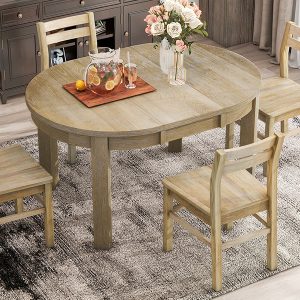 Farmhouse 5-Piece Extendable Round Dining Table Set - SP000021AAA