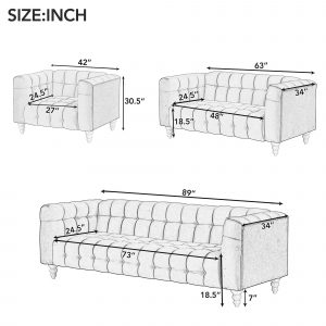 89" Dutch Fluff Upholstered Sofa - SG001023AAB
