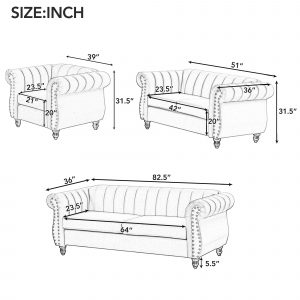 51" Modern Dutch Fluff Upholstered Sofa - SG001044AAE