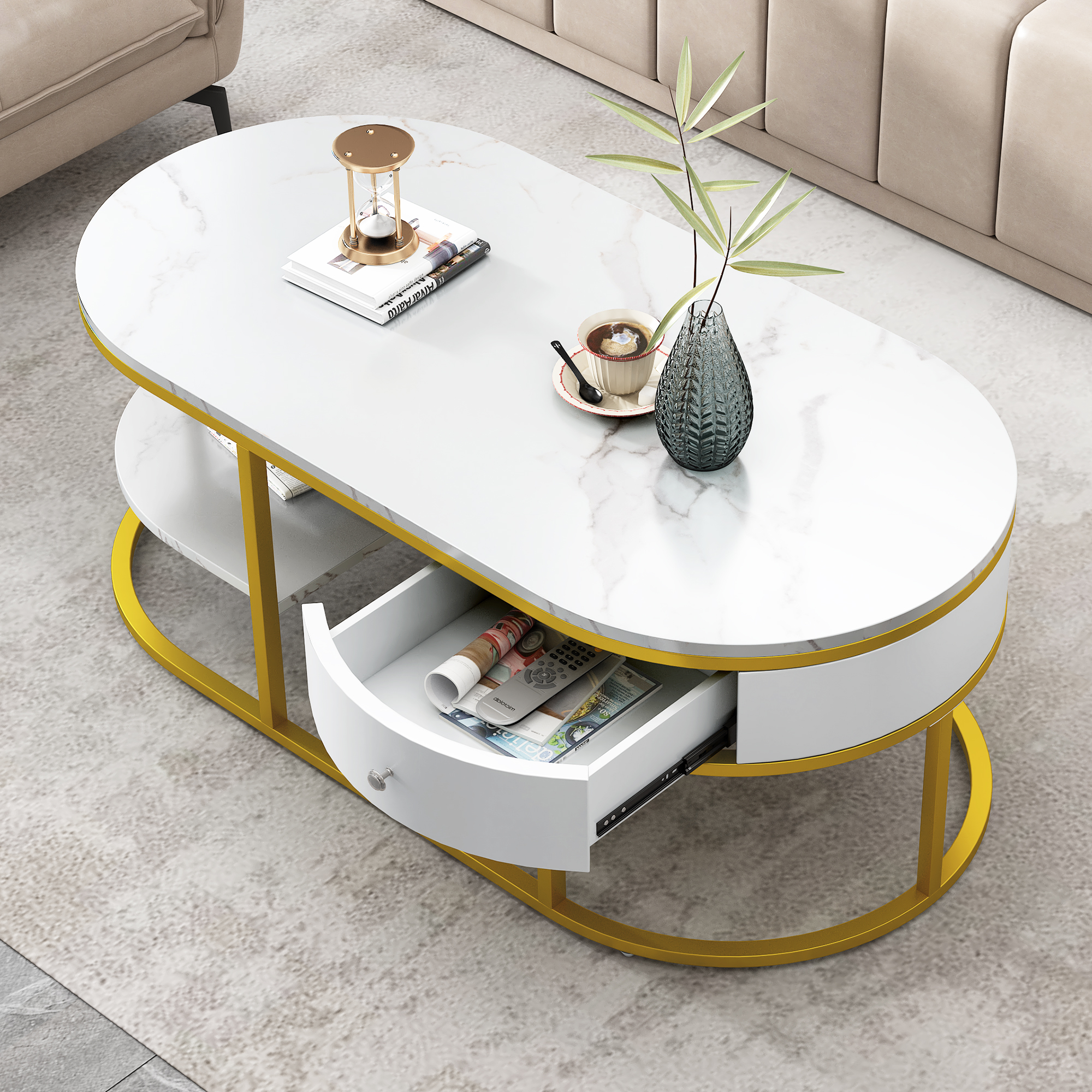 Modern Marble Golden Coffee Table - WF306726AAK