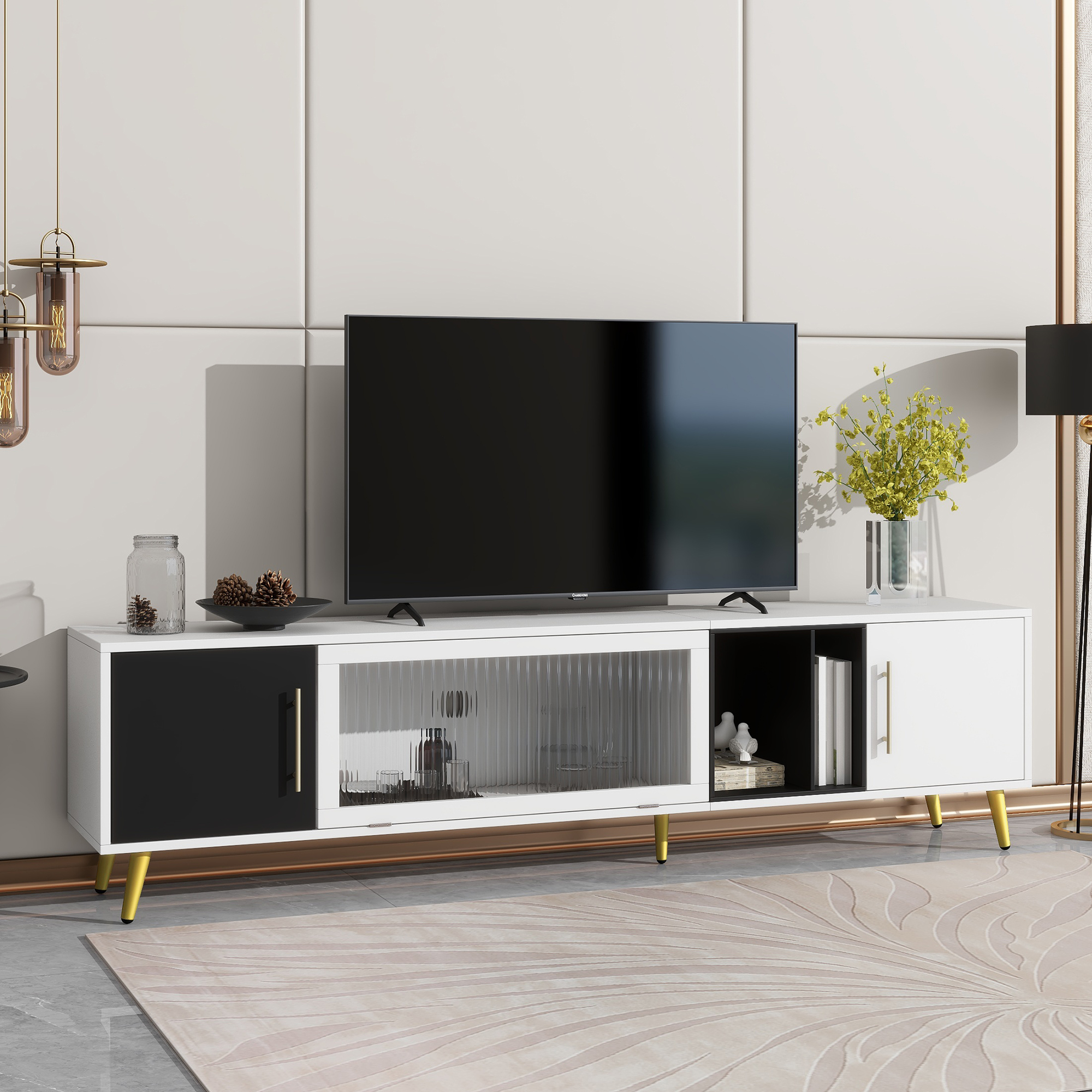 Stylish TV Stand with Golden Metal Handles&Legs - WF307976AAK