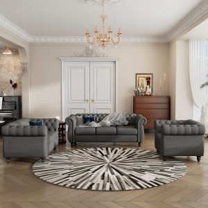 Modern Three-Piece Sofa Set With Solid Wood Legs - SG001030AAE