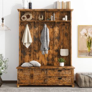 Modern Style Hall Tree with Storage Cabinet and 2 Large Drawers - WF306450AAP