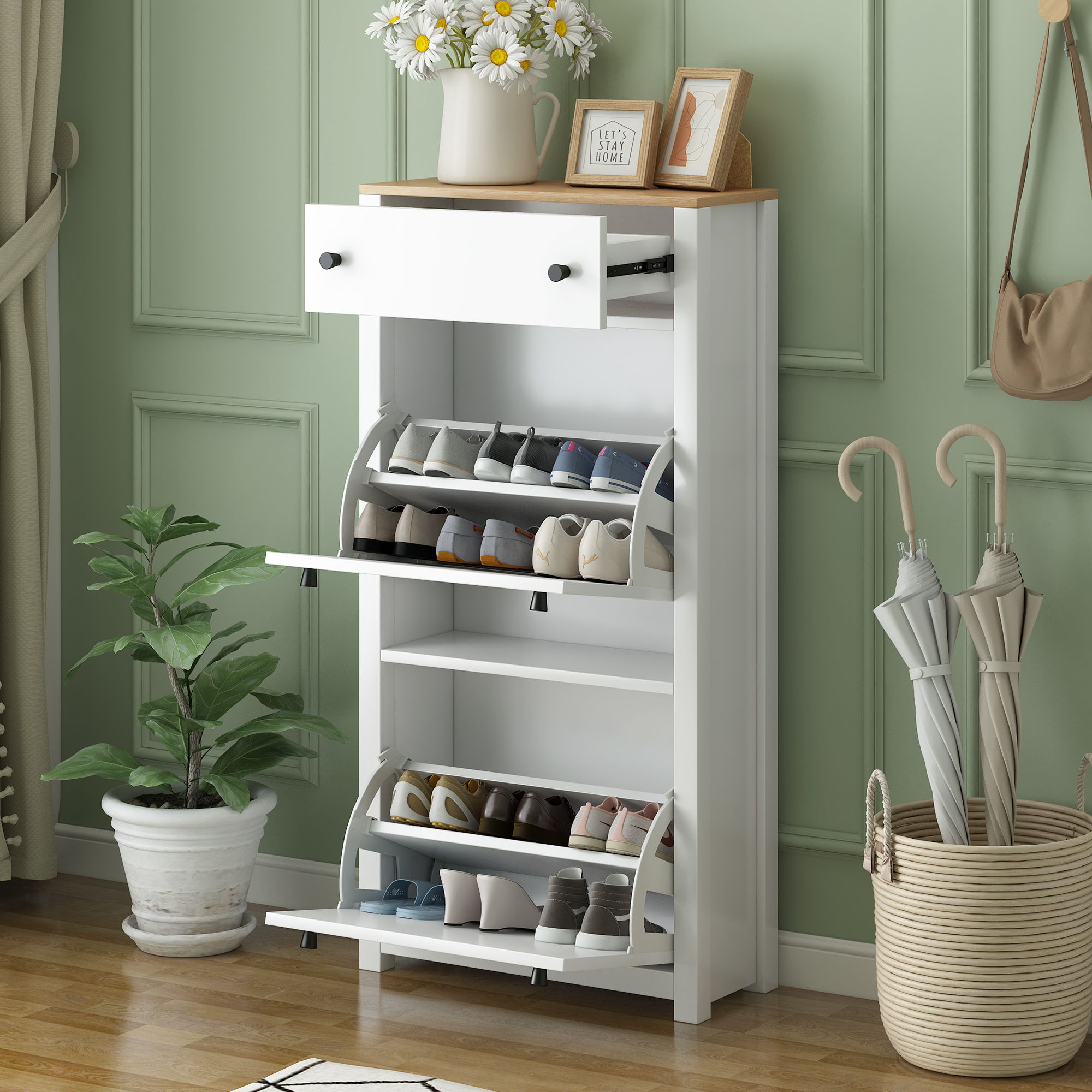 Functional Entryway Organizer with 2 Flip Drawers - WF308547AAK