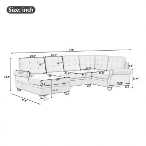 120" Modern U-Shaped Corner Sectional Sofa - SG001070AAE