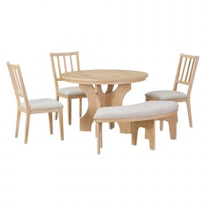 44" Round Dining Table with Curved Bench & Side Chairs - ST000098AAD