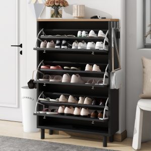 Narrow Design Shoe Cabinet with 3 Flip Drawers - WF308731AAB