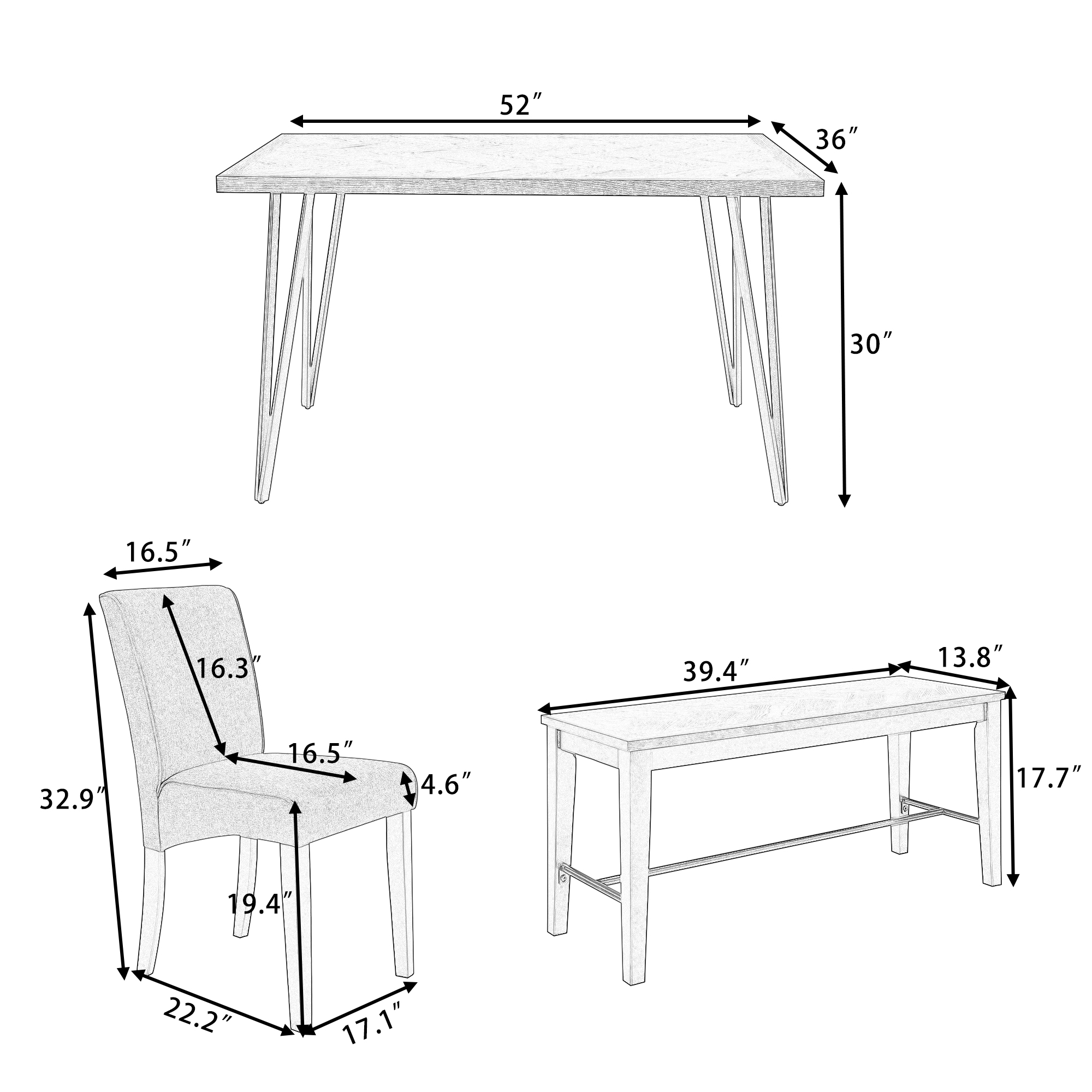 Modern 6-Piece Dining Table Set - SP000024AAP