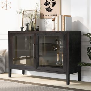 Wood Storage Cabinet with Two Tempered Glass Doors - WF309060AAP