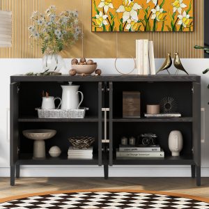 Wooden Cabinet With 4 Metal Handles ,4 Shelves And 4 Doors - WF309061AAP