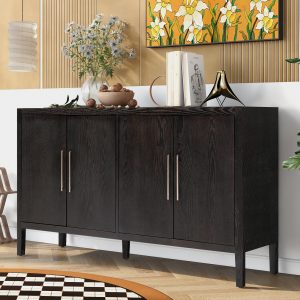 Wooden Cabinet With 4 Metal Handles ,4 Shelves And 4 Doors - WF309061AAP