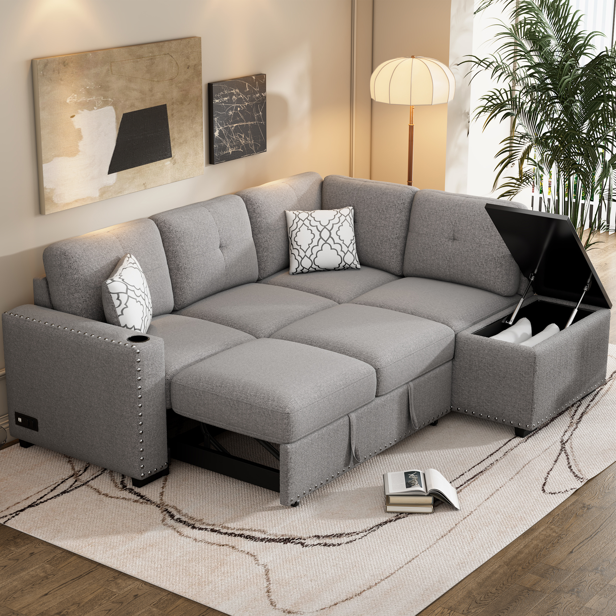 83.8" Reversible Sectional Pull-out Sofa Bed - SG001080AAE